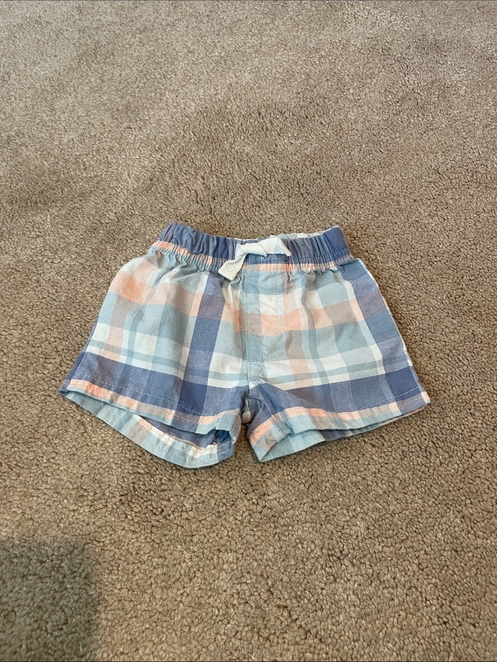 ❗️3/$10❗️ Carter’s child of mine Plaid Shorts in Blue and Peach Newborn